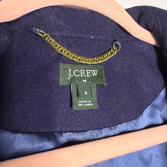 J.Crew Navy Wool Peacoat Gold Crest Buttons Nautical Coat Size 6 - Picture 6 of 8